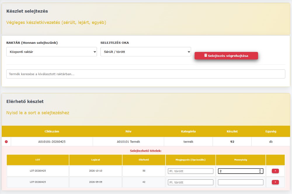 Donkey Starter raktárérték selejtezés export