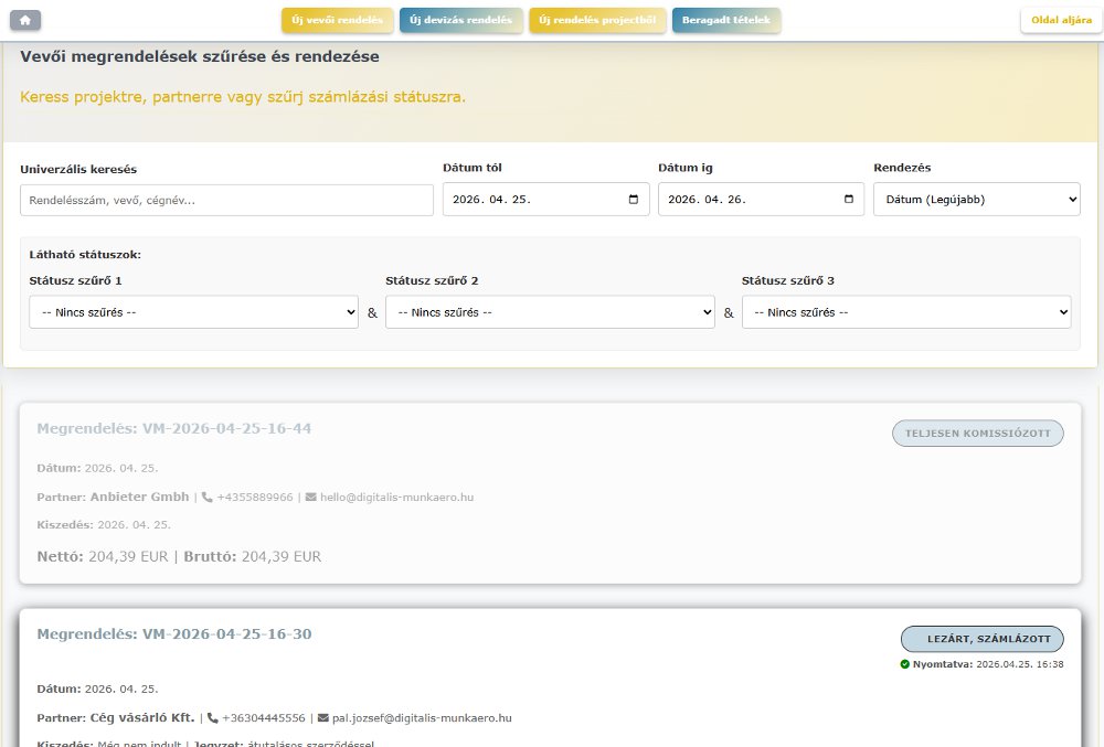 Donkey Starter vevői rendelés lista szűrők